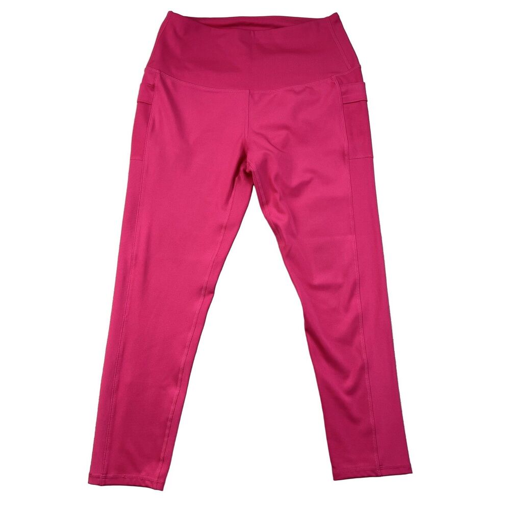 LegEnd Active Leggings Hot Pink L High Rise Side Pockets Compression Yoga